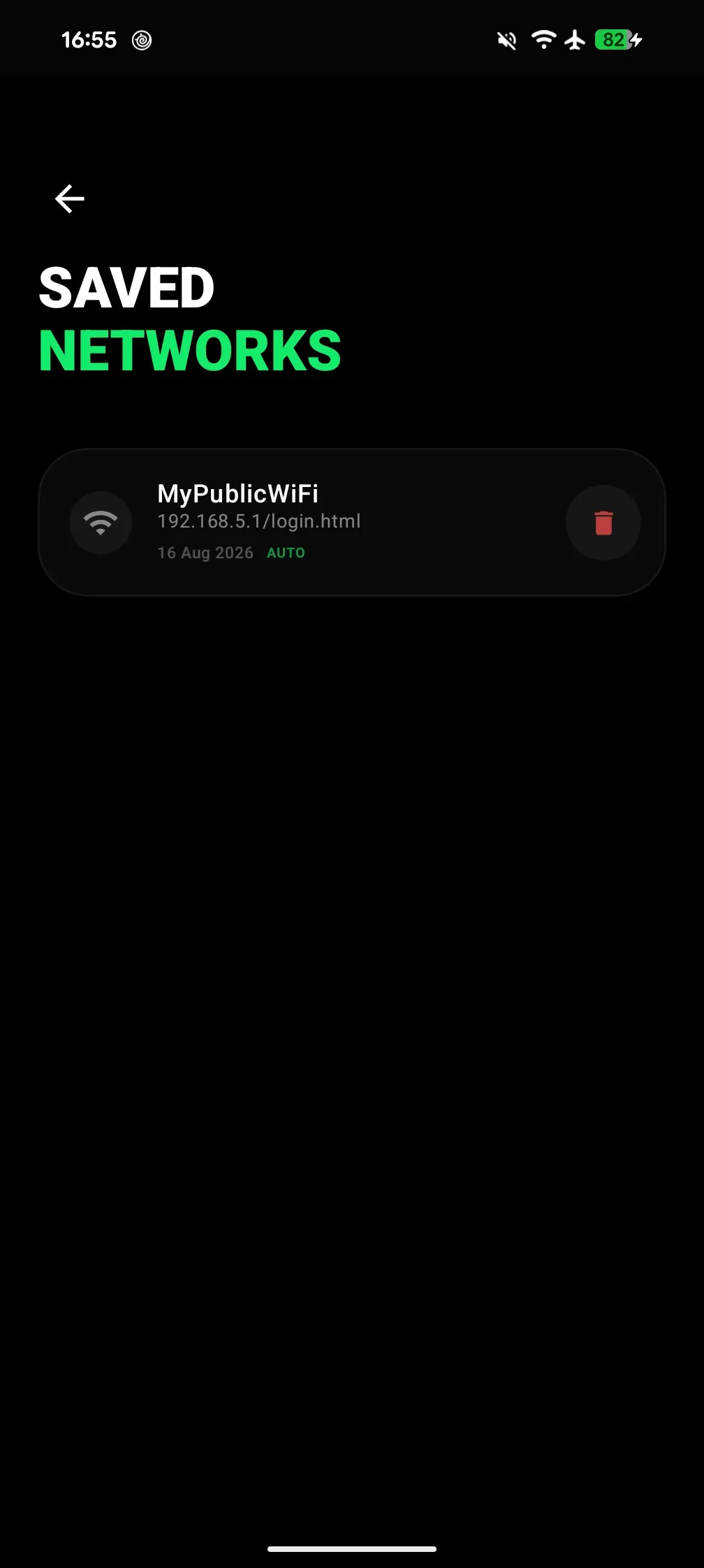 Saved networks list and local data protection